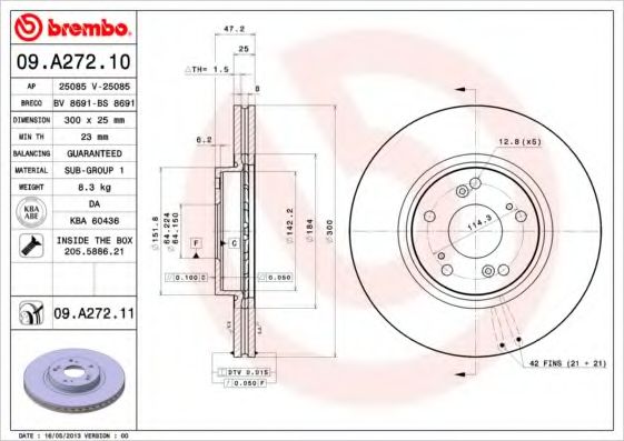 Тормозной диск BREMBO 09.A272.11