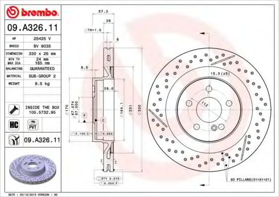Тормозной диск BREMBO 09.A326.11