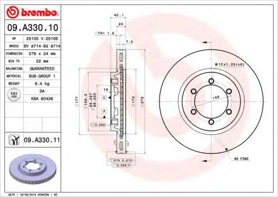 Тормозной диск BREMBO 09.A330.10