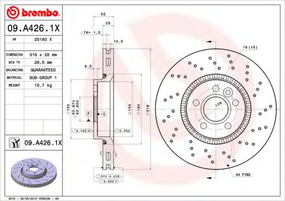 Тормозной диск BREMBO 09.A426.1X