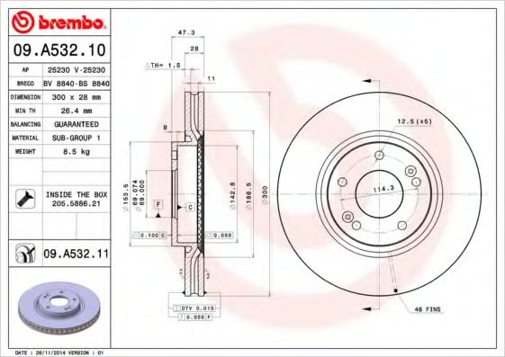 Тормозной диск BREMBO 09.A532.11