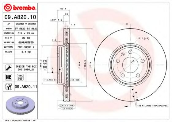 Тормозной диск BREMBO 09.A820.10