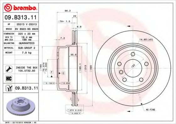Тормозной диск BREMBO 09.B313.11