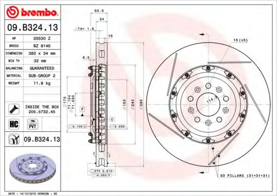 Тормозной диск BREMBO 09.B324.13