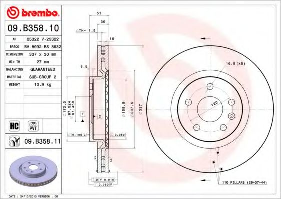 Тормозной диск BREMBO 09.B358.10