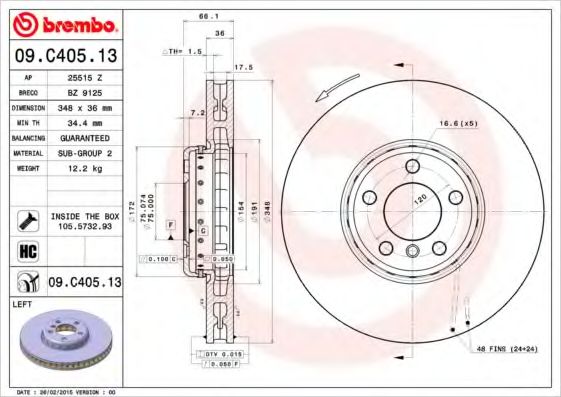 Тормозной диск BREMBO 09.C405.13