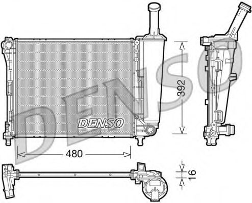 Радиатор, охлаждение двигателя DENSO DRM09088