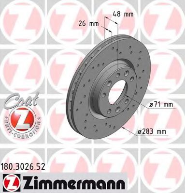 Тормозной диск ZIMMERMANN 180.3026.52