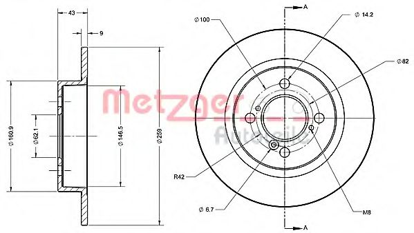 Тормозной диск METZGER 6110646