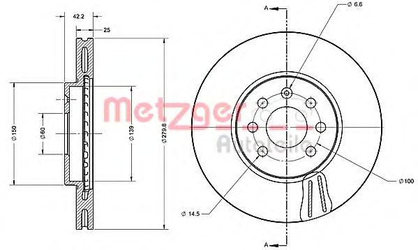 Тормозной диск METZGER 6110261
