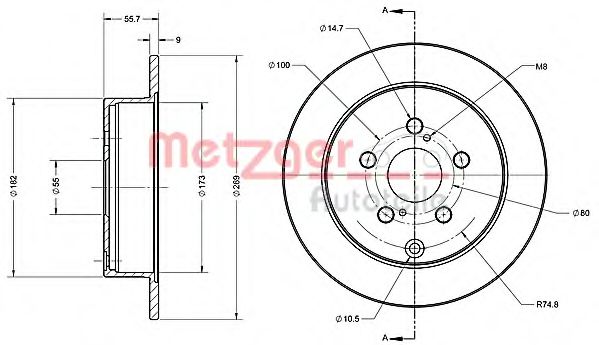 Тормозной диск METZGER 6110293