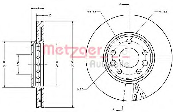 Тормозной диск METZGER 6110356