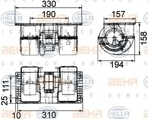 Вентилятор салона BEHR HELLA SERVICE 8EW 009 160-761