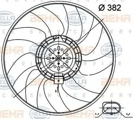 Вентилятор, охлаждение двигателя BEHR HELLA SERVICE 8EW 351 000-471