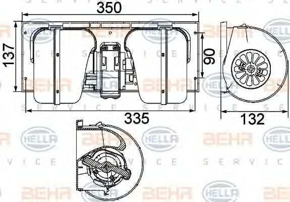 Вентилятор салона BEHR HELLA SERVICE 8EW 351 024-491