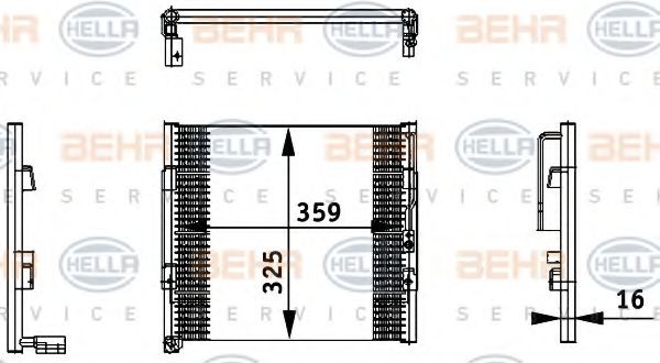 Конденсатор, кондиционер BEHR HELLA SERVICE 8FC 351 035-731