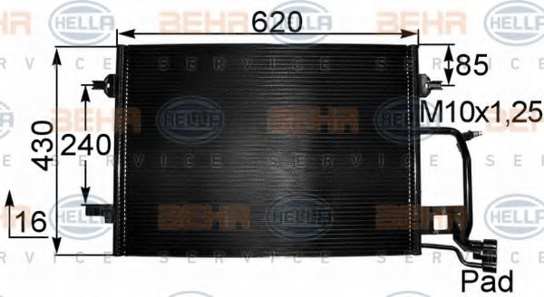 Конденсатор, кондиционер BEHR HELLA SERVICE 8FC 351 038-421