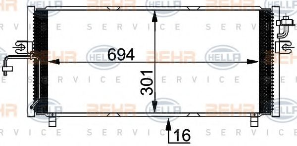 Конденсатор, кондиционер BEHR HELLA SERVICE 8FC 351 038-491