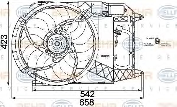 Вентилятор, охлаждение двигателя BEHR HELLA SERVICE 8EW 351 041-291