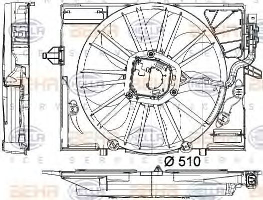 Вентилятор, охлаждение двигателя BEHR HELLA SERVICE 8EW 351 043-081