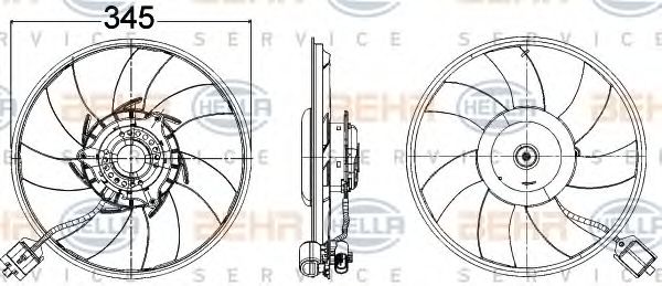 Вентилятор, охлаждение двигателя BEHR HELLA SERVICE 8EW 351 104-491