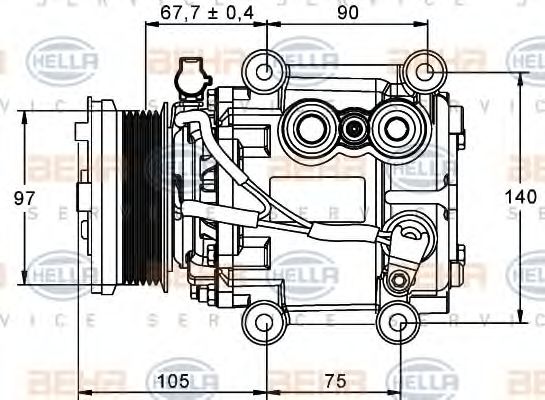 Компрессор, кондиционер BEHR HELLA SERVICE 8FK 351 113-221