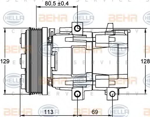 Компрессор, кондиционер BEHR HELLA SERVICE 8FK 351 113-241