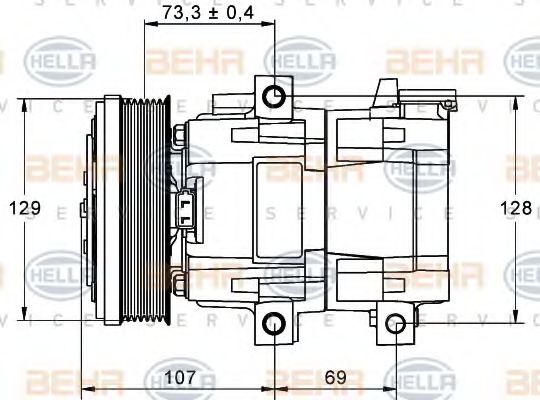 Компрессор, кондиционер BEHR HELLA SERVICE 8FK 351 113-381