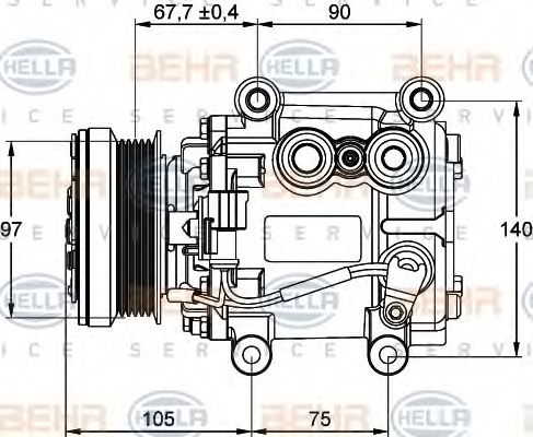 Компрессор, кондиционер BEHR HELLA SERVICE 8FK 351 134-491