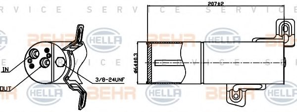 Осушитель, кондиционер BEHR HELLA SERVICE 8FT 351 193-251