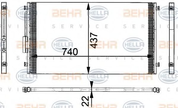 Конденсатор, кондиционер BEHR HELLA SERVICE 8FC 351 301-141