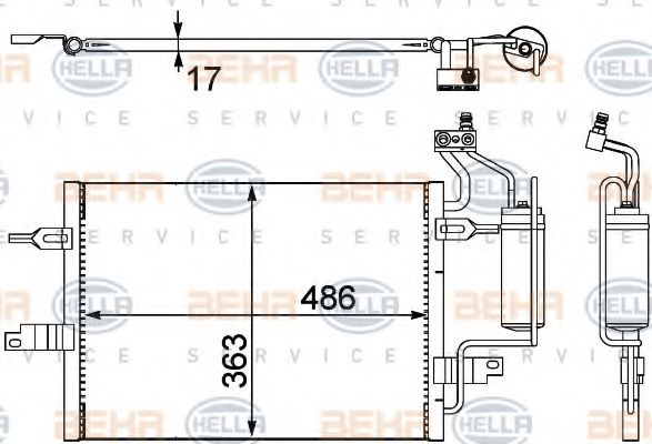 Конденсатор, кондиционер BEHR HELLA SERVICE 8FC 351 302-481