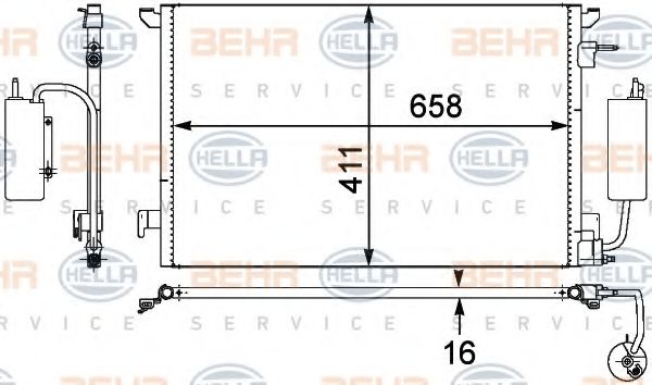 Конденсатор, кондиционер BEHR HELLA SERVICE 8FC 351 302-531