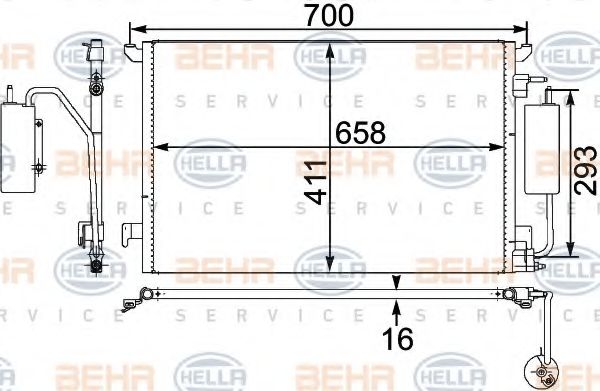 Конденсатор, кондиционер BEHR HELLA SERVICE 8FC 351 302-591