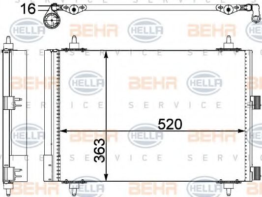 Конденсатор, кондиционер BEHR HELLA SERVICE 8FC 351 303-371