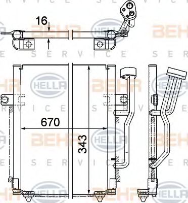 Конденсатор, кондиционер BEHR HELLA SERVICE 8FC 351 303-621