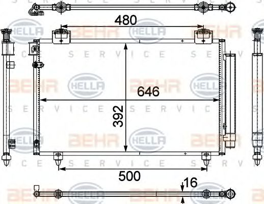 Конденсатор, кондиционер BEHR HELLA SERVICE 8FC 351 303-671