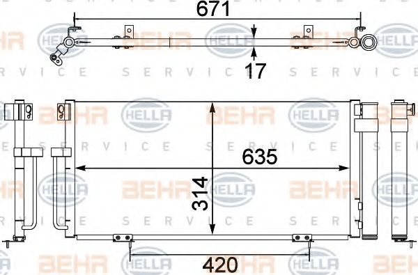 Конденсатор, кондиционер BEHR HELLA SERVICE 8FC 351 303-791