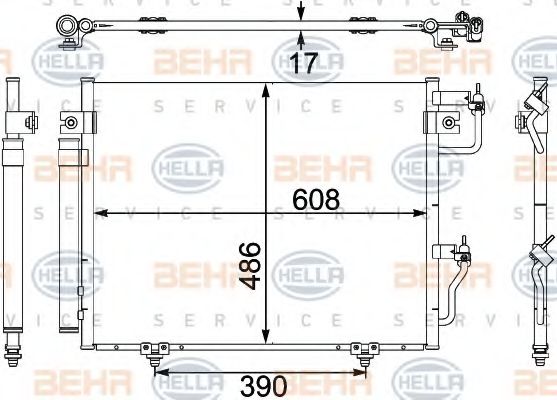 Конденсатор, кондиционер BEHR HELLA SERVICE 8FC 351 304-081