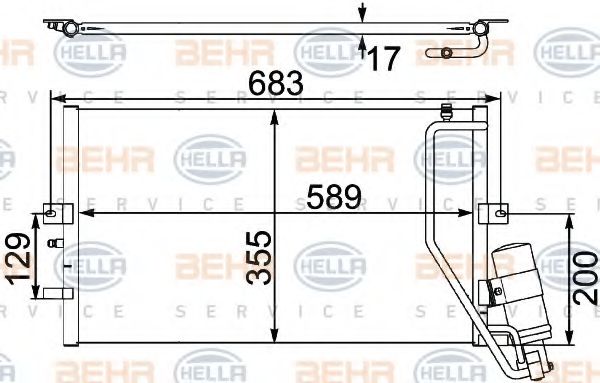 Конденсатор, кондиционер BEHR HELLA SERVICE 8FC 351 304-131