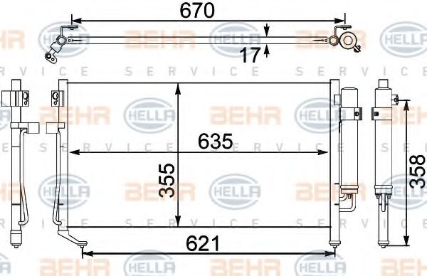 Конденсатор, кондиционер BEHR HELLA SERVICE 8FC 351 304-141