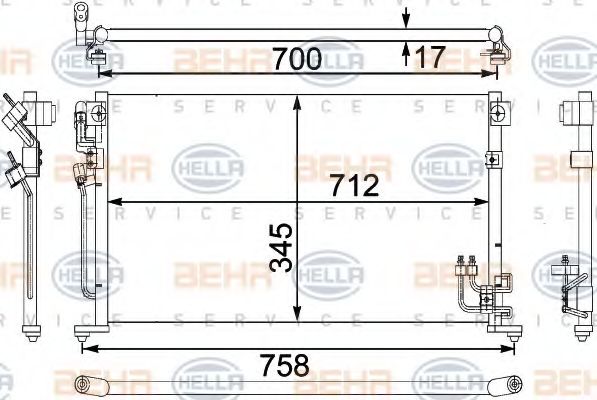 Конденсатор, кондиционер BEHR HELLA SERVICE 8FC 351 304-231