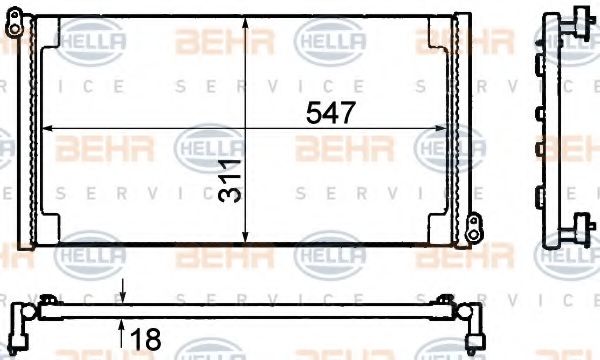 Конденсатор, кондиционер BEHR HELLA SERVICE 8FC 351 304-301