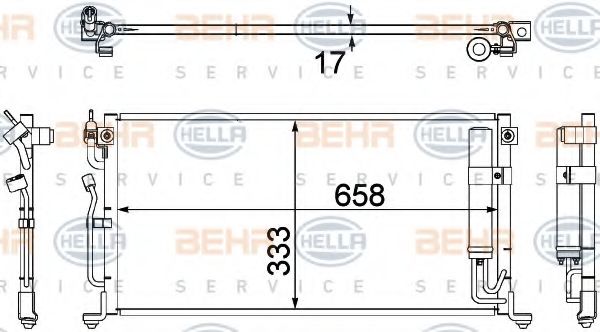 Конденсатор, кондиционер BEHR HELLA SERVICE 8FC 351 304-441