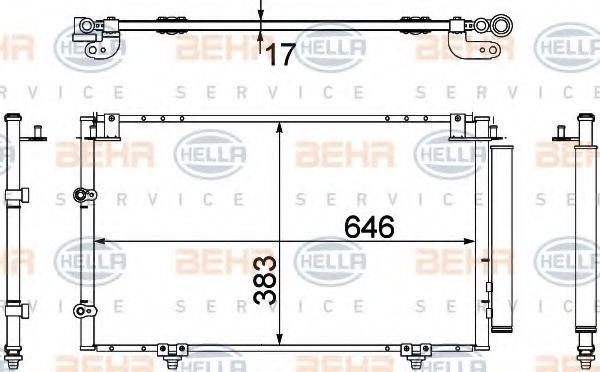 Конденсатор, кондиционер BEHR HELLA SERVICE 8FC 351 307-391