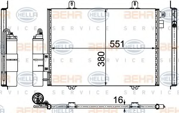 Конденсатор, кондиционер BEHR HELLA SERVICE 8FC 351 307-711