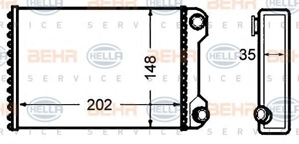 Теплообменник, отопление салона BEHR HELLA SERVICE 8FH 351 308-241