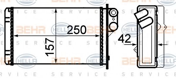 Теплообменник, отопление салона BEHR HELLA SERVICE 8FH 351 308-551