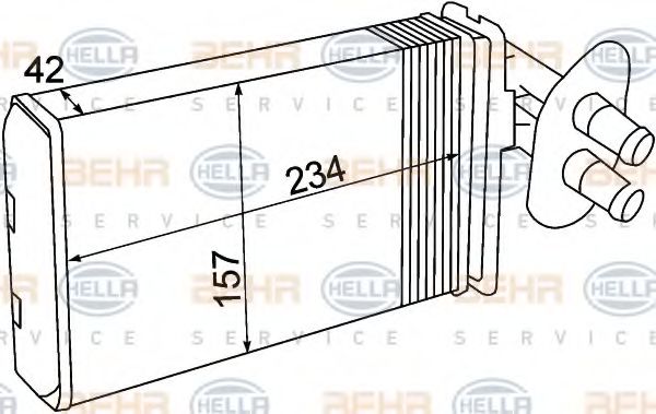 Теплообменник, отопление салона BEHR HELLA SERVICE 8FH 351 308-741