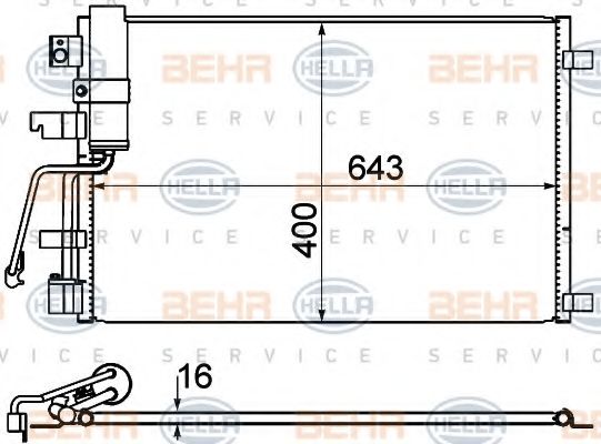 Конденсатор, кондиционер BEHR HELLA SERVICE 8FC 351 310-221